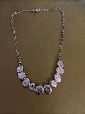 Silpada Silver Textured Disc Bib Necklace